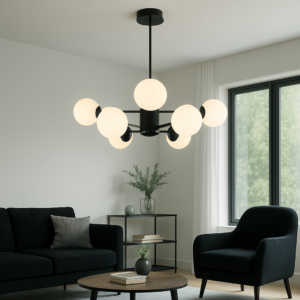 Eltanin hanglamp | 8 lichtpunten | Ø80cm | zwart
