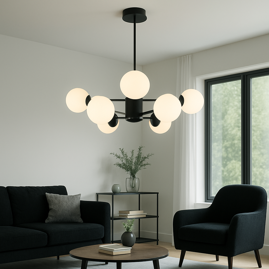 Eltanin hanglamp | 8 lichtpunten | Ø80cm | zwart