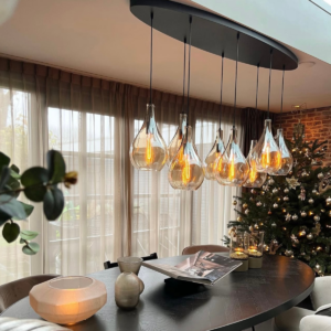 Ovalis eettafellamp | 8 lichtpunten | amber | ovaal