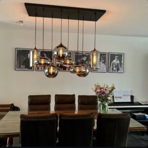 Wezn eettafellamp | 8 lichtpunten | smoke |120x45