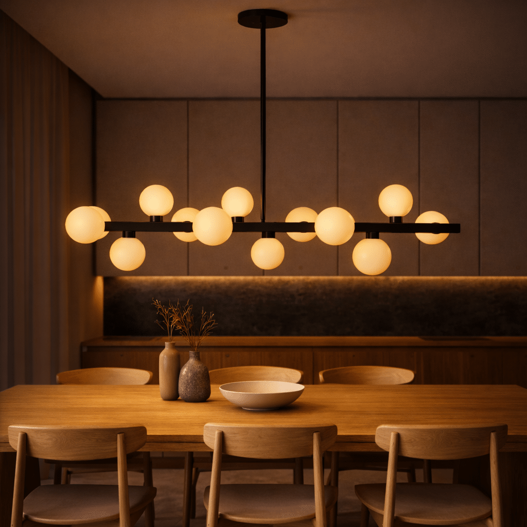 Thabit eettafellamp | 12 lichtpunten | Zwart - Afbeelding 2