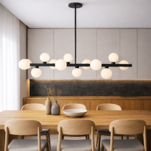 Thabit eettafellamp | 12 lichtpunten | Zwart