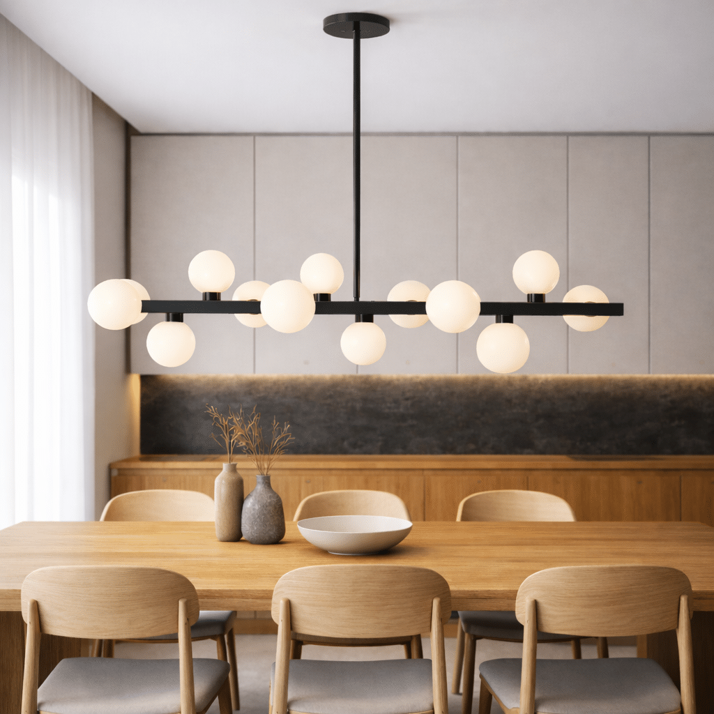 Thabit eettafellamp | 12 lichtpunten | Zwart
