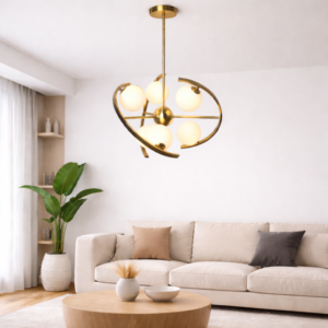 Thabit hanglamp | 6 lichtpunten | Brushed gold