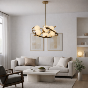 Thabit hanglamp | 9 lichtpunten | Brushed gold