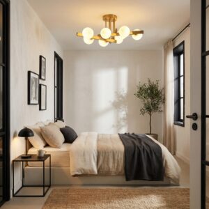 Sarin plafondlamp | 9 lichtpunten | Brushed gold