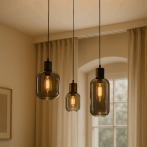 Uma hanglamp | 3 lichtpunten | smoke + zwart