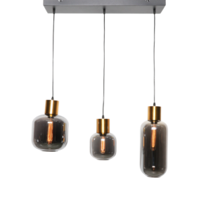 Uma hanglamp | 3 lichtpunten | smoke + gold |