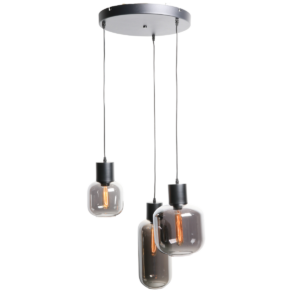 Uma hanglamp | 3 lichtpunten | smoke + zwart | rond