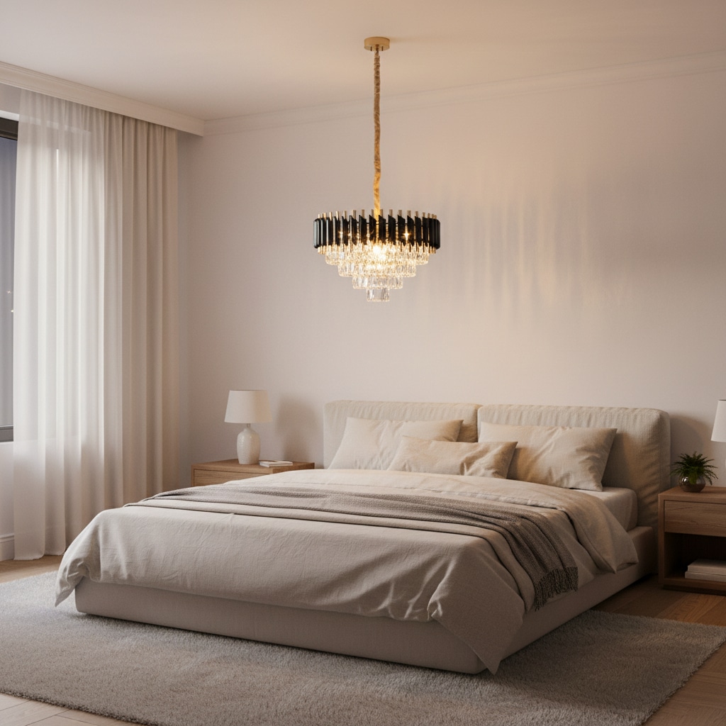 Lunae hanglamp | 4 lichtpunten | zwart + goud | Ø40cm