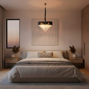 Lunae hanglamp | 8 lichtpunten | chroom + zwart| Ø50cm