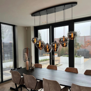 Lacus eettafellamp | 10 lichtpunten | smoke | ovaal