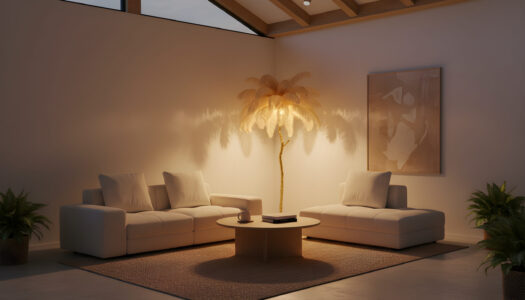 Struthios vloerlamp | 4-licht | Ø80x170cm | bruin