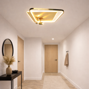 Zibal LED plafondlamp | 2xE27 | Brushed gold | Vierkant