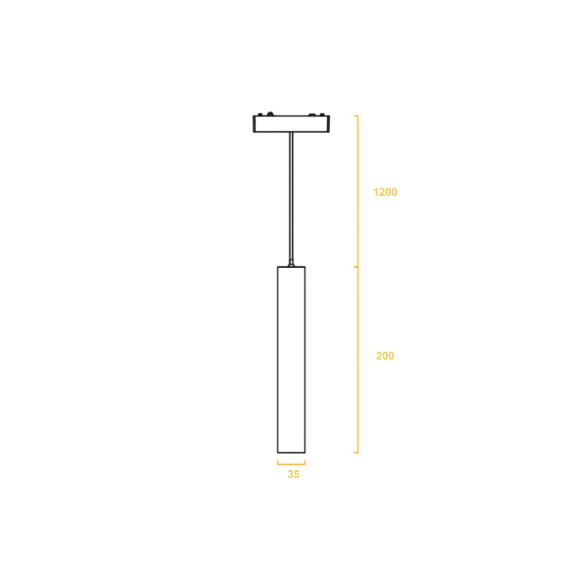 Thin magnetische LED Tube hanglamp - Ø35x200mm - 7W - 745 lm - Zwart - Afbeelding 2