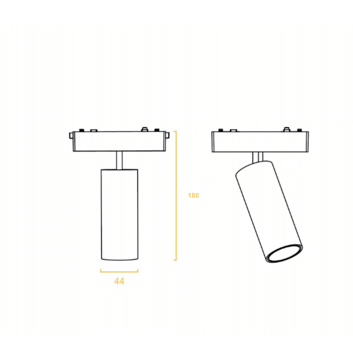 Thin magnetische LED Railspot - Ø44x120mm - 12W - 1250 lm - Zwart - Afbeelding 2