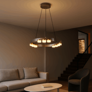 Gri hanglamp met LED | geborsteld gun grey frame | Ø45cm