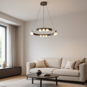 Gri hanglamp met LED | geborsteld gun grey frame | Ø60cm
