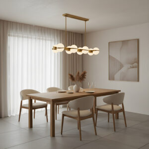Ela hanglamp 8 lichtpunten 90x30cm | brushed gold | G9 fitting
