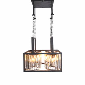 Mazar hanglamp 12 lichtpunten | Zwarte frame | Kristal