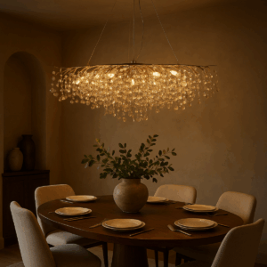 Rami eettafellamp | 11 lichtpunten | goud | 120x30cm