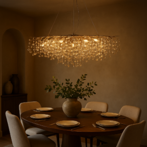 Rami eettafellamp | 11 lichtpunten | goud | 120x30cm