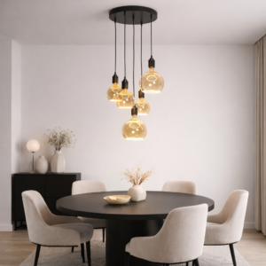 Halo hanglamp | 5 lichtpunten | brons | rond