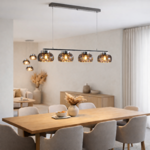 Eos eettafellamp | 4xE14 |  Antraciet met kristal | 100x15xH:120cm