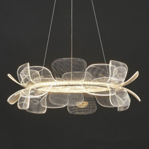 Flora LED hanglamp | Minimalistische Ronde Bloem van Metaal en Acryl | 3 kleur LED