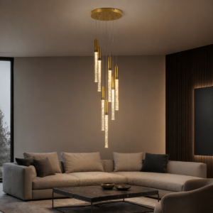 Lega hanglamp | 7 lichts | Goud | LED | Dimbaar | Incl. afstandsbediening