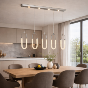 Tiffany eettafellamp | 5 lichts | Chroom | LED | Dimbaar | Incl. afstandsbediening