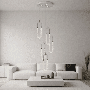 Tiffany hanglamp | 5 lichts | Chroom | LED | Dimbaar | Incl. afstandsbediening
