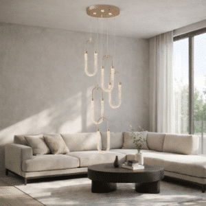 Tiffany hanglamp | 5 lichts | Goud | LED | Dimbaar | Incl. afstandsbediening