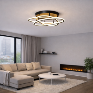 Florin LED plafondlamp ø60cm | LED + afstandsbediening | Zwart