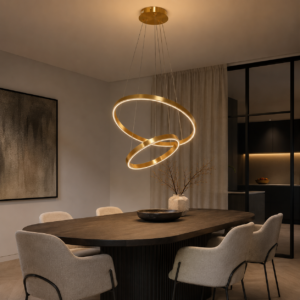 Nihal hanglamp | brushed gold | 2 ringen | Dimbaar | Incl. afstandsbediening