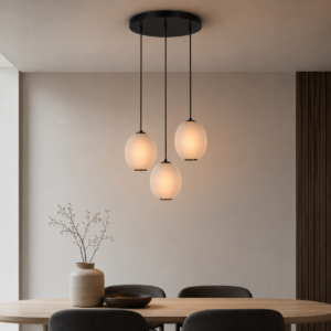 Lampion 3 lichts - opaal glas - ronde plaat ø40cm - maatwerk mogelijk