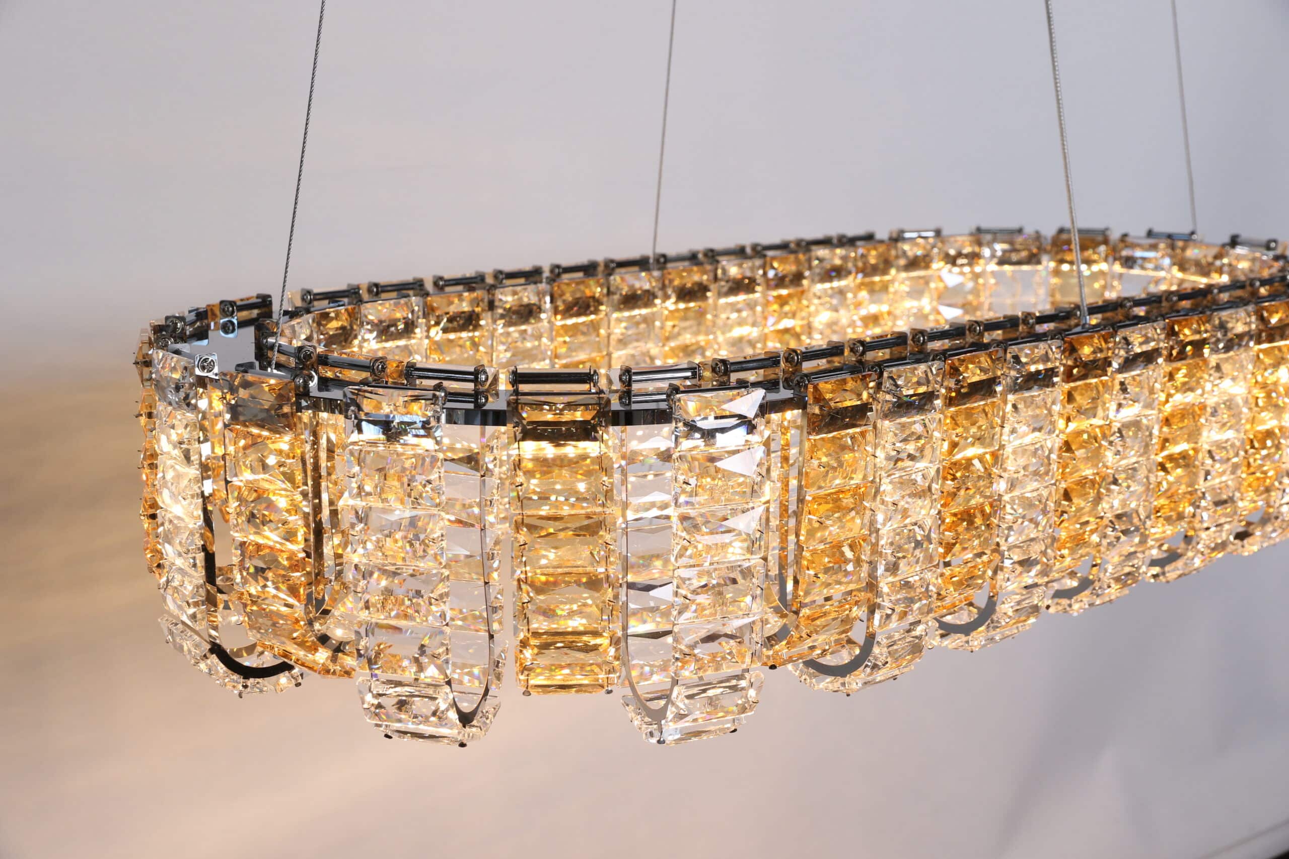 Avior Dining Table Lamp | Crystal Amber & Clear | Ø60cm + Ø40cm x 120cm | LED Dimmable | Remote Control | 3000k 4000k 6500k - Figure 5