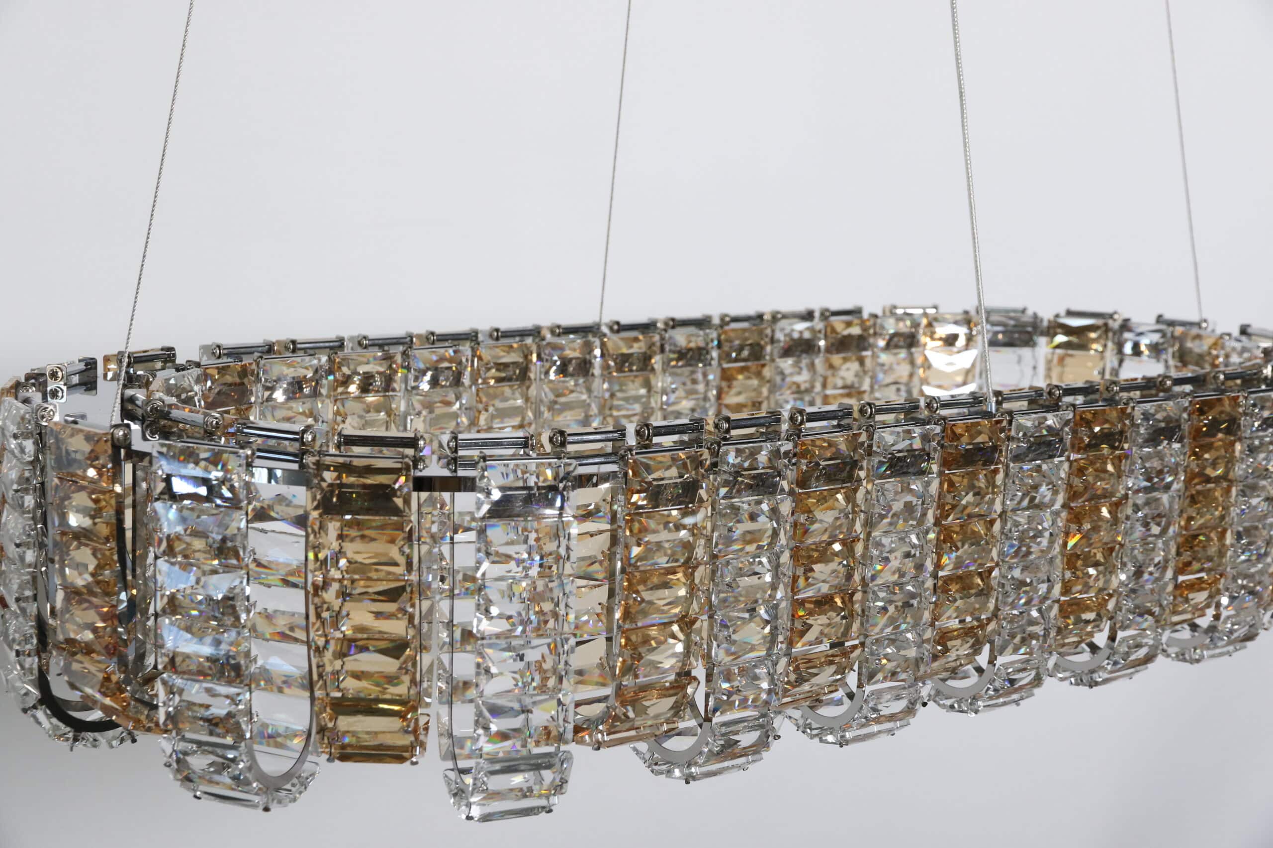 Avior Dining Table Lamp | Crystal Amber & Clear | Ø60cm + Ø40cm x 120cm | LED Dimmable | Remote Control | 3000k 4000k 6500k - Figure 6