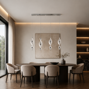 Mariposa dining table lamp | 4+3 light | Chrome | Remote control | Dimmable | 3000K, 4000K and 6500K