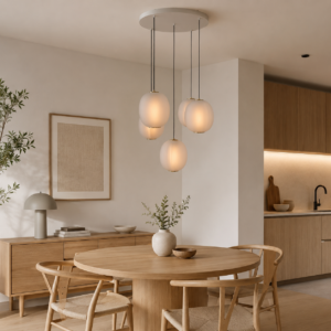 5-light lantern - opal glass - round plate ø60cm - custom sizes available
