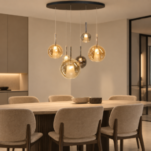 Hanglamp Duplici amber smoke cognac 100x35 ovaal | 6xg4